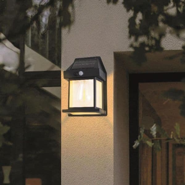 Venkovní solární světlo LED lucerna 1,4W, teplá barva světla, na zeď nebo plot - náhled 2