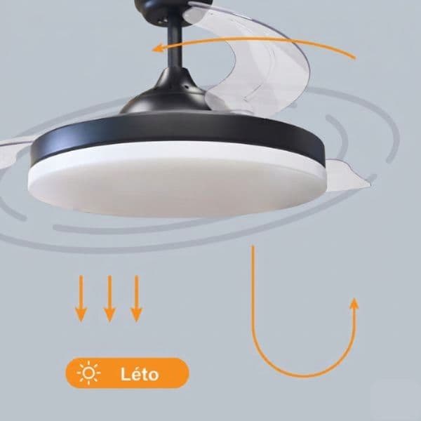 Stropní ventilátor se světlem Tungati 107cm 61W, 1521lm, CCT, DO, černý, 3 roky záruka - náhled 4