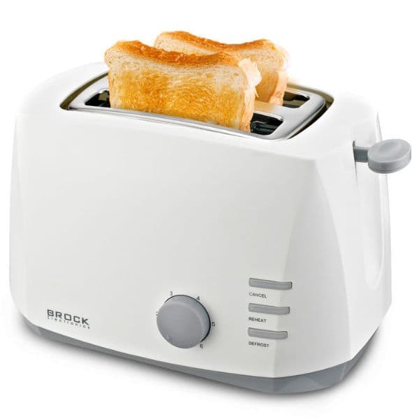 Topinkovač na 2 toasty Brock, 800W, funkce přihřátí a rozmrazení, bílý - náhled 3