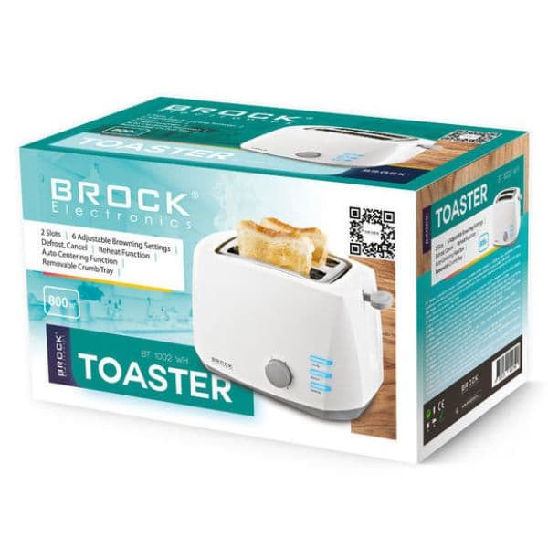 Topinkovač na 2 toasty Brock, 800W, funkce přihřátí a rozmrazení, bílý - náhled 4