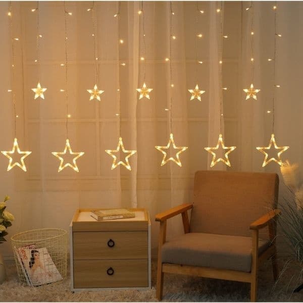 LED vánoční závěs hvězdy 2x1m, venkovní, teplé světlo, 2,7W do zásuvky, dálkové ovládání - náhled 5
