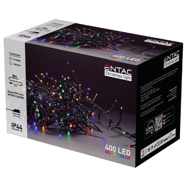 Hustý LED vánoční řetěz 8m, venkovní, vícebarevný, 400 LED, 6W, do zásuvky, 8 režimů - náhled 3