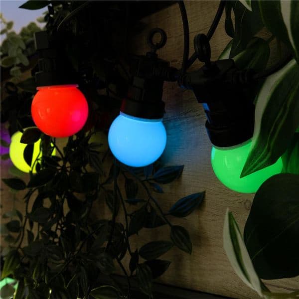 Venkovní světelný řetěz s 10 žárovkami RGB+W, 5m, 5W, nastavitelný, dálkové ovl. - náhled 5