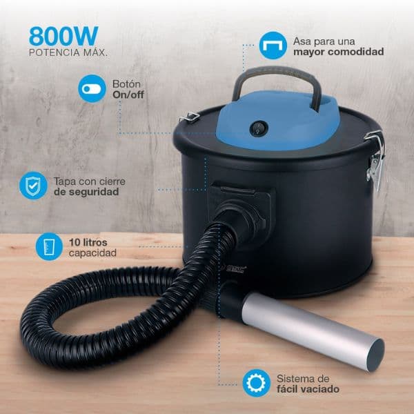 Vysavač na popel GSC 10l, 800W, 80 dB, akční rádius 2,8m, sání i foukání, 3 roky záruka - náhled 2