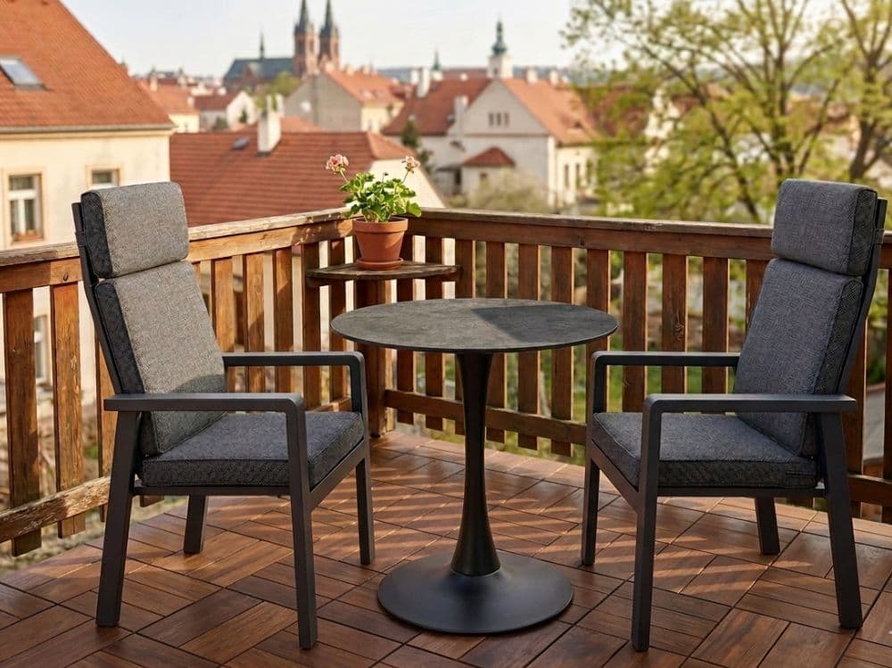 Zahradní set: kulatý stůl Jamy 70cm a 2 velká polohovatelná křesla Sheffield
