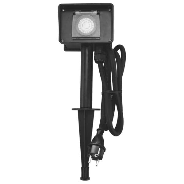 SCHUKO zahradní zásuvka zapichovací - 2 zásuvky, 1,5m kabel, IP44, s časovačem, 3G1.5 - náhled 3